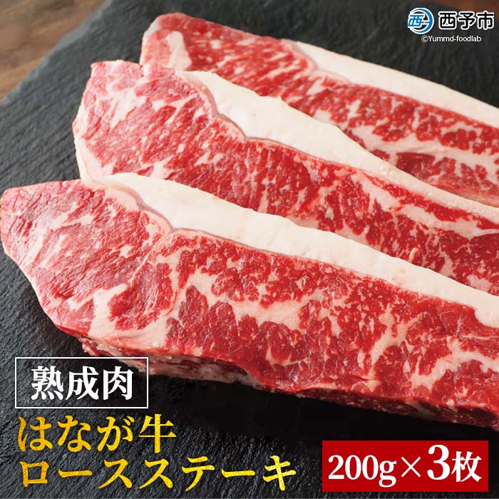 26位! 口コミ数「0件」評価「0」＜熟成肉 はなが牛 ロースステーキ 200g×3枚 計600g＞ 牛肉 サーロイン 鉄板焼き 焼き肉 バーベキュー BBQ 国産 小分け 特･･･ 