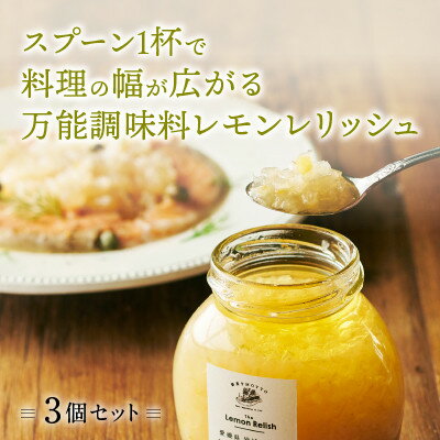 愛媛県岩城島産の刻みレモンがたっぷり、料理にひとかけレモンレリッシュ(ピクルス) 3瓶セット