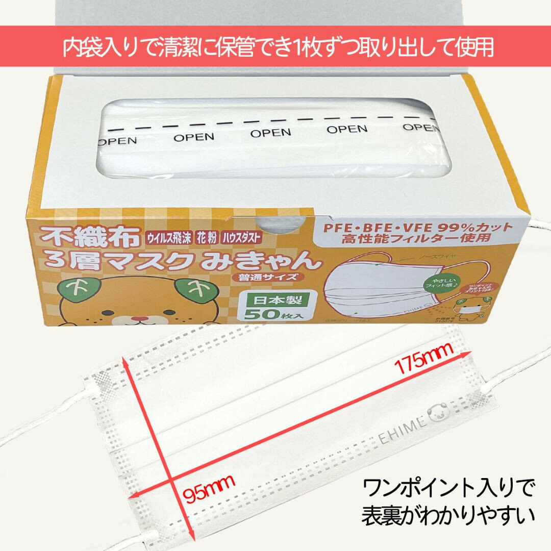 【ふるさと納税】不織布3層マスク「みきゃん」ホワイト200枚