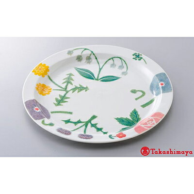 ＜砥部焼＞きよし窯洋皿彩り花[50R0802]【高島屋選定品】　【 食器 皿 民芸品 伝統工芸 洋皿 鮮やか ブラッシング技法 焼き物 華やか 食卓 磁器 陶器 ごはん おしゃれ 】