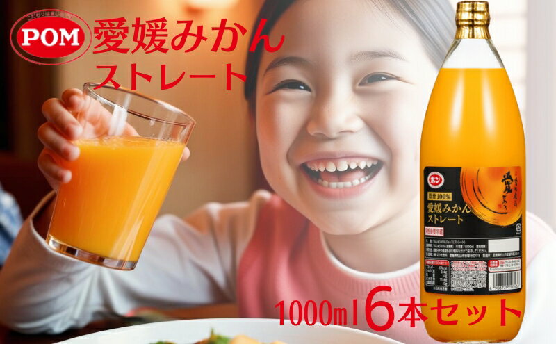 【ふるさと納税】POM　愛媛みかんストレート　1L×6本　【 ジュース 飲み物 みかんジュース みかん 無添加 爽やかな香り 】