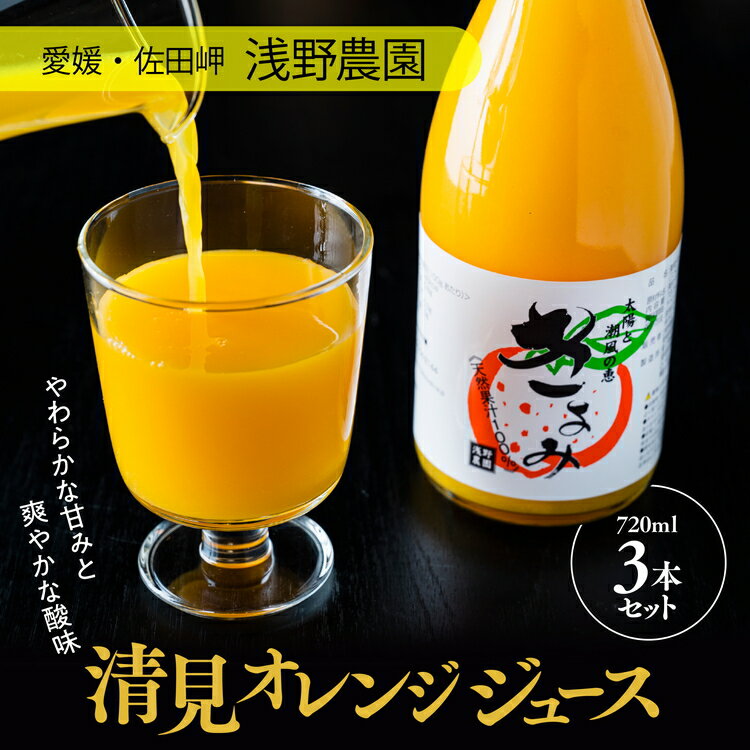 36位! 口コミ数「0件」評価「0」清見オレンジジュース720ml×3本入｜愛媛県産 伊方町特産品 佐田岬 浅野農園 柑橘 清見オレンジ 無添加100%ジュース※着日指定不可※･･･ 