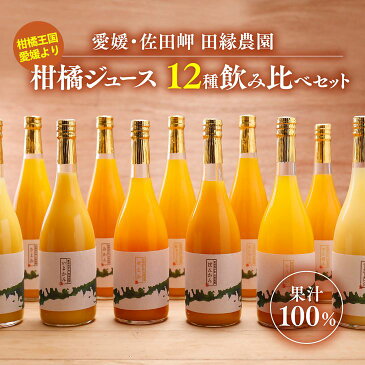 【ふるさと納税】【愛媛県産】田縁農園の無添加100% 12種セット（720ml×12種/温州みかん、清見タンゴール、伊予柑、河内晩柑、ぽんかん、ニューサマーオレンジ、せとか、ひょうかん、不知火、かんぺい、紅まどんな、あいおとめ）