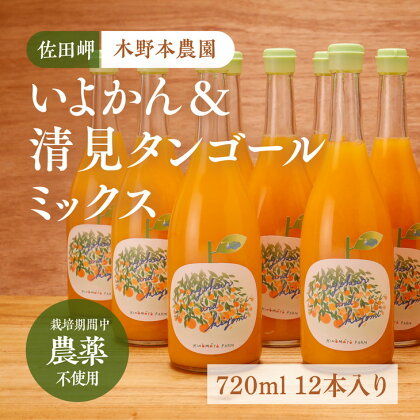 いよかん＆清見タンゴールミックス ストレートジュース 720ml×12本入り※着日指定不可※離島への配送不可※2024年4月頃より順次発送予定