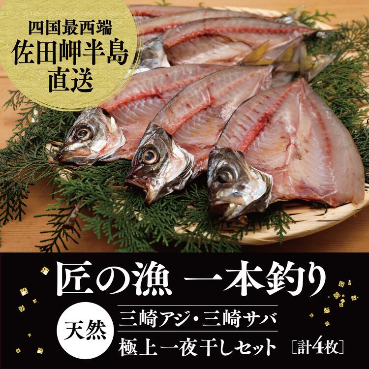 【ふるさと納税】【一本釣り 匠の漁】天然アジ・三崎サバ一夜干しセット（各2枚）＜海鮮 魚 愛媛 伊方＞