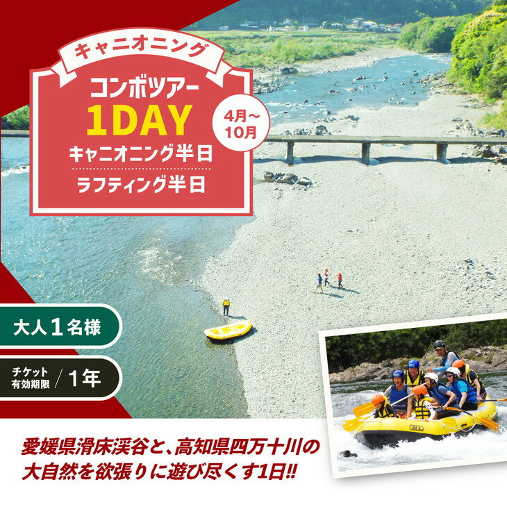 【ふるさと納税】キャニオニング　コンボツアー1DAY　キャニオニング半日＋ラフティング半日（4月～10月）大人1名様 チケット有効期限1年 | アクティビティ 遊び 体験 フォレストキャニオン