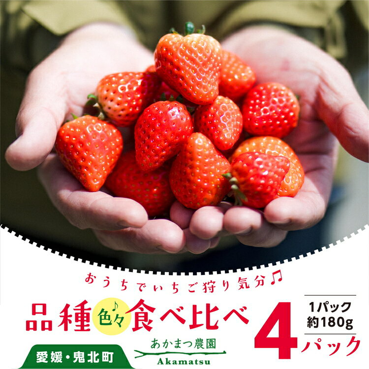 3位! 口コミ数「0件」評価「0」いちご 食べ比べ 4パック｜あかまつ農園 鬼北町 苺 農家直送 レッドパール 紅い雫 紅ほっぺ 贈り物 ギフト　※2025年2月中旬～3月中･･･ 