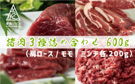 【ふるさと納税】 愛南 ジビエ の 猪 肉 3種 詰め合わせ 600g （ 肩ロース / モモ / ミンチ 各 200g ）..