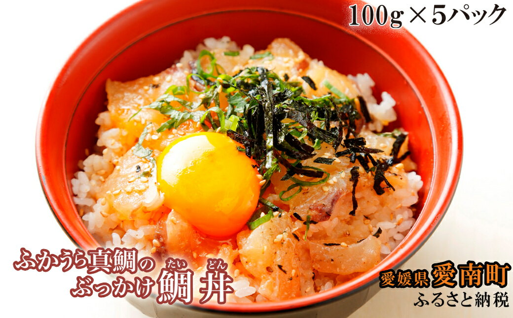 【ふるさと納税】 ふかうら真鯛のぶっかけ鯛丼 1食100g×5パック お食い初め タイ 魚 海鮮丼 マダイ 鯛 愛媛県 愛南町 産地 ごまだれ