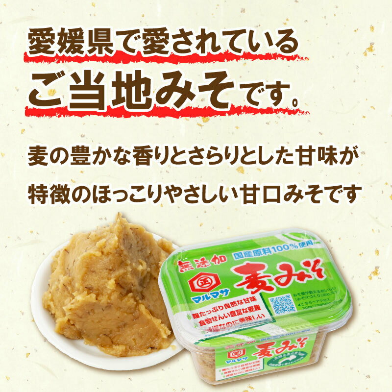 【ふるさと納税】 麦 みそ 味噌 300g × 5パック 甘口 無添加 生 仕込み 減塩 食物繊維 麹 非加熱 処理 樽 酵母 汁 朝 ごはん ご飯 お米 常温 国産 愛媛 愛南