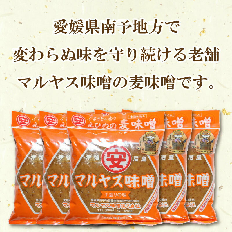 【ふるさと納税】 麦 味噌 みそ 粗ずり 1kg × 5パック 極 甘口 はだか麦 大麦 瀬戸内 田舎 減塩 塩分 控えめ 食物繊維 小麦 アレルギー 健康 味噌汁 おでん 国産 ご当地 愛媛 愛南 2