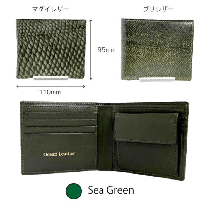 【ふるさと納税】【Sea Green】Ocean Leather 二つ折り財布【マダイ】【興洋フリーズ株式会社】[ATBX070-04]