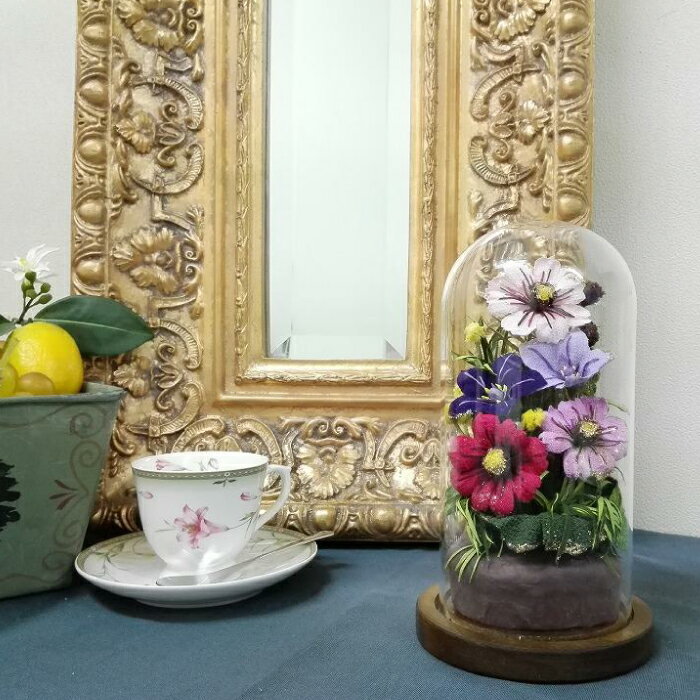 【ふるさと納税】ドーム花器の花装飾（大）らんまん 花 雑貨 造花 インテリア お祝い ギフト 贈答 人気 送料無料 高知市 【花工房美呂】[ATCO009]