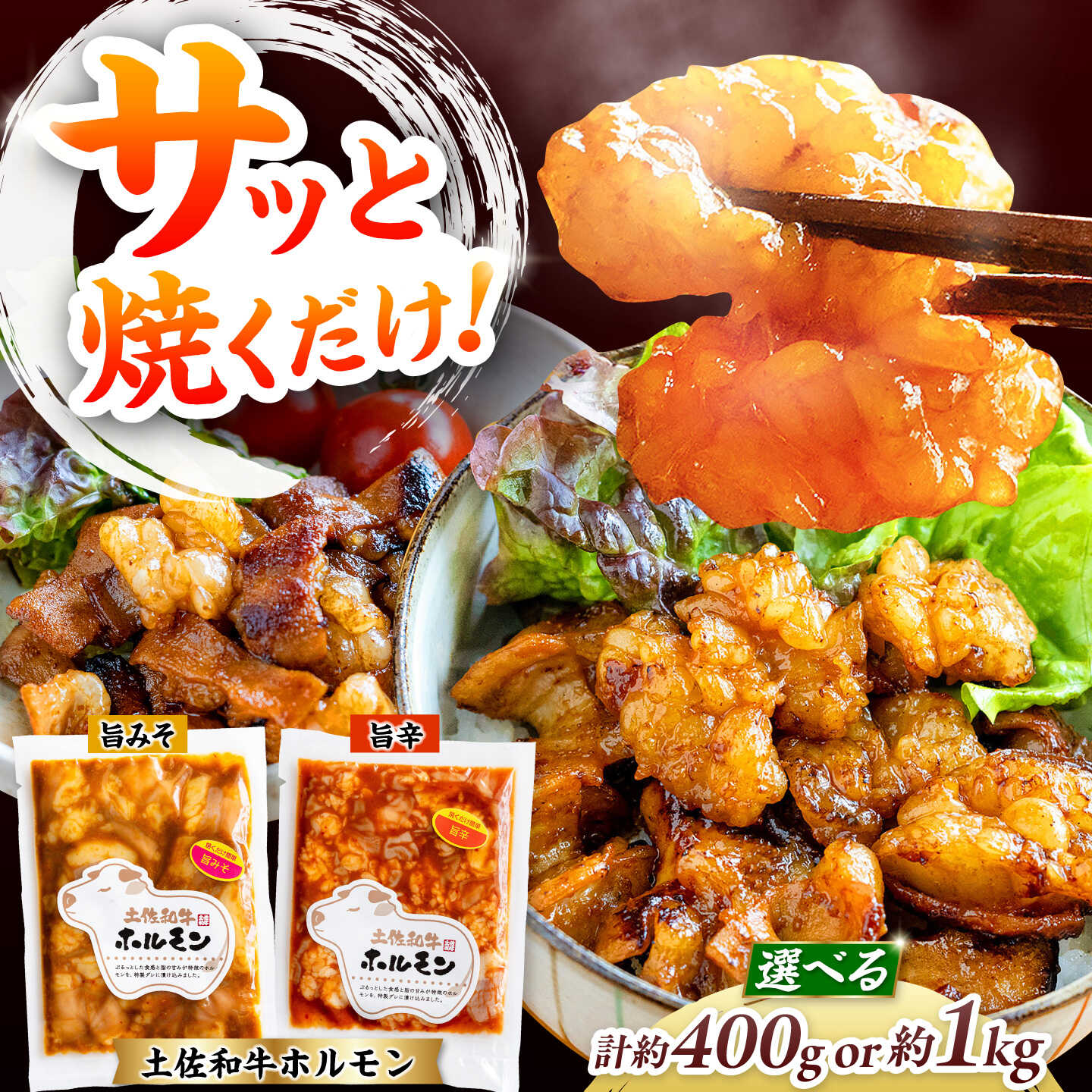 〈選べる内容量〉土佐和牛ホルモン タレ漬け旨みそ&旨辛 約400g or 約1kg / ホルモン タレ 味噌 辛い 土佐和牛 土佐あかうし 土佐黒牛 黒牛 和牛 牛 肉 お肉 食品 加工品 冷凍 高知 【高知県食肉センター株式会社】[ATFC046]
