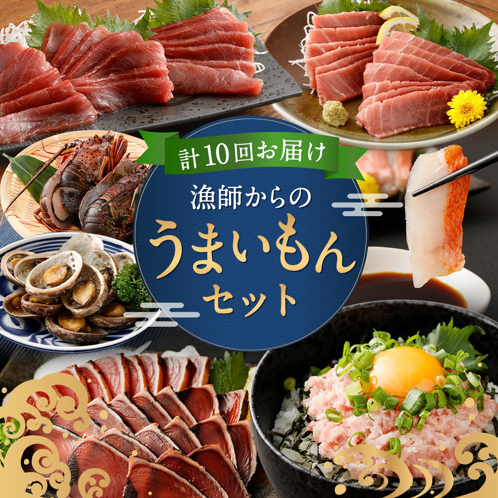 【10回定期便】海からの贈り物！漁師からのうまいもん定期便 まぐろ 鮪 鰹 まぐろたたき カツオのたたき ネギトロ 伊勢海老 金目鯛 刺身 お楽しみ 海鮮 冷凍 魚 海産物 魚介類 高知県 緊急支援品 訳あり 不揃い 傷 規格外 故郷納税 送料無料