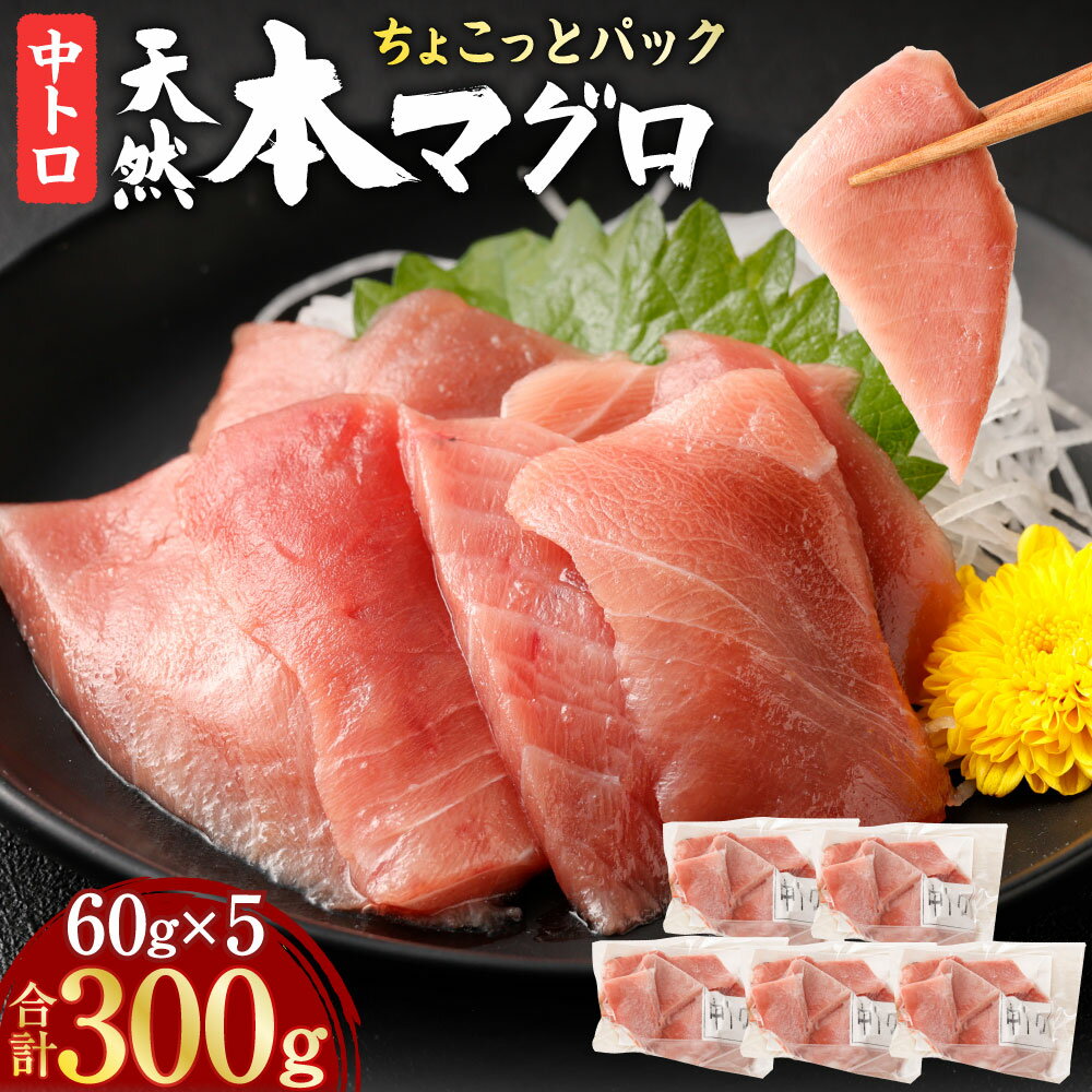 【ふるさと納税】天然本まぐろ 中トロ 切落し お手軽 ちょこっとパック 60g×5パック 合計300g 食べき...