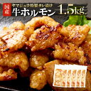 【ふるさと納税】 ヤマジュウの特製タレ漬け!国産牛ホルモン1.5kg yj064