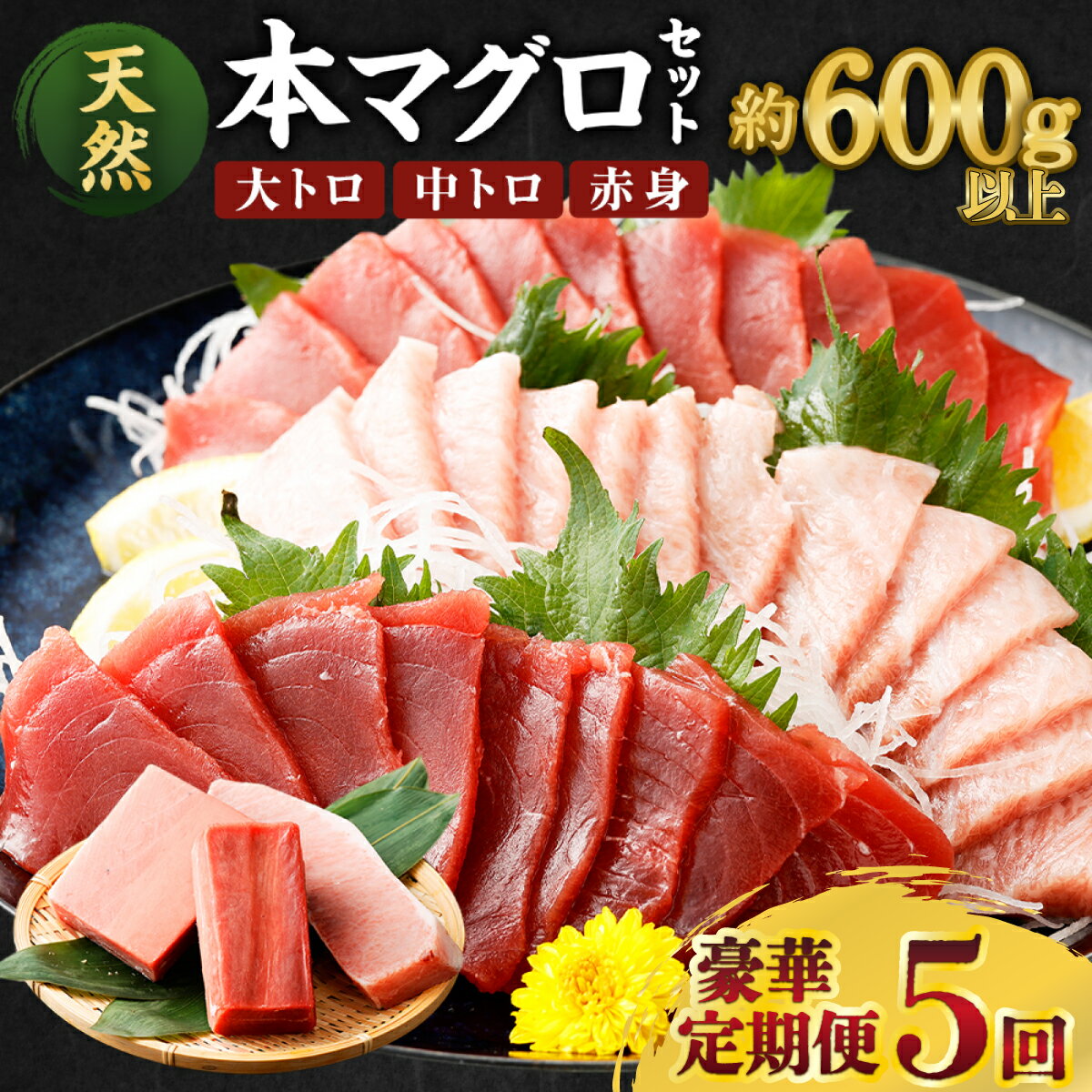 【ふるさと納税】 【定期便5回】 厳選天然本マグロ 豪華定期便 お楽しみ セット 1回あたり約600g 【訳あり】 まぐろ 鮪 大トロ 中トロ 赤身 食べ比べ ...