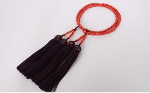 【ふるさと納税】 赤珊瑚の本連数珠 訳あり宝石サンゴ 5mm玉 数珠袋付き 珊瑚 さんご 数珠 仏具 お盆 葬式 法事 葬儀 法要 レディース 女性用 お守り ...