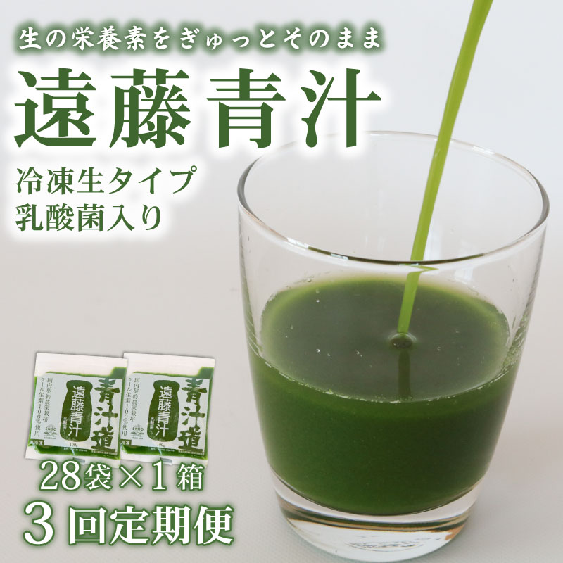 [3回定期便]遠藤青汁 生 冷凍 1箱 2.8kg (100g × 28袋 ) ×3回 | 健康 美容 乳酸菌 国産 ケール ビタミン ミネラル 食物繊維 冷凍 ロングセラー お試し青汁 遠藤青汁 新鮮 こだわり 高知県 南国市