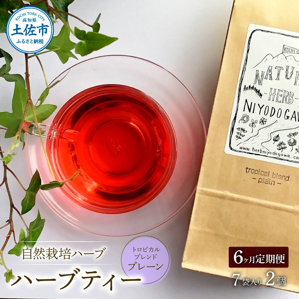 26位! 口コミ数「0件」評価「0」＜6ヶ月毎月定期便＞ ハーブ仁淀川産 自然栽培ハーブ トロピカルブレンド プレーン ハーブティー ティーバッグタイプ 7袋入り×2個セット ･･･ 