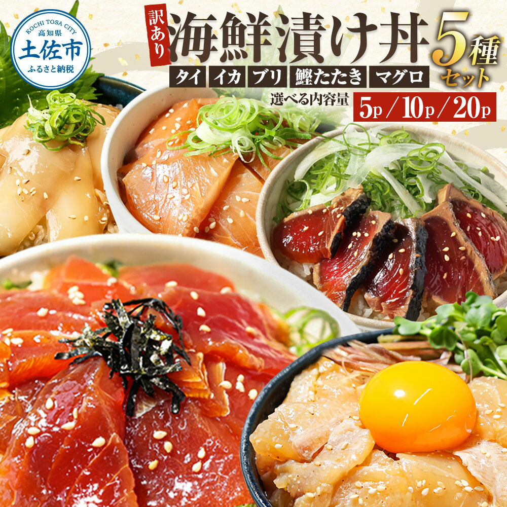 【ふるさと納税】訳あり 海鮮 漬け丼 5P~20P セット 不揃い 規格外 海鮮漬け丼 海鮮丼 まぐろ いか ぶり 鯛 かつおのたたき 鰹タタキ 訳アリ わけあり 食べ比べ 時短 海の幸 魚介類 水産加工品 冷凍 食品 鯛茶漬け 小分け 一人暮らし 簡単 惣菜 6000円 11000円 20000円