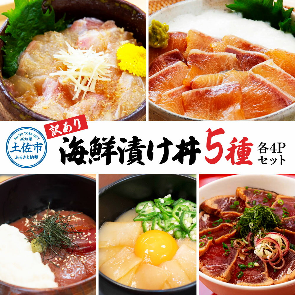 【ふるさと納税】 訳あり 海鮮漬け丼 （5種×各4P）セット 1袋約60g 合計1220g 鰤 ブリ まぐろ 醤油 漬け 鯛 刺身 冷凍 マグロ 赤身 かつおたたき 鰹 イカ いか 海鮮 海鮮丼 刺身 海鮮セット 漬け丼 おかず 訳アリ わけあり 高知県 土佐市 ふるさとのうぜい 故郷納税 返礼品