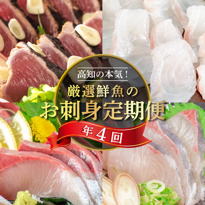 【ふるさと納税】 旬の お刺身 定期便 年 4回 新鮮 刺身 毎月 届く 鮮魚 産地直送 真鯛 カンパチ ブリ 鰤 カツオ 鰹 たたき 高知県 須崎市 海鮮 さしみ 刺し身 4ヶ月 高級魚 半年 チルド冷蔵 国産 お造り 柵 切るだけ盛り合わせ