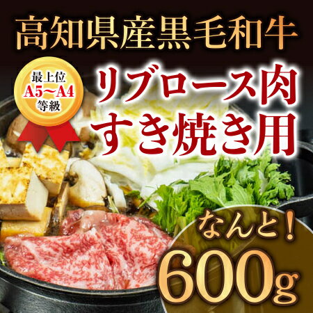 すき焼き 牛肉 特撰 リブロース肉 600g 土佐 黒毛 和牛[最上位等級] 高知県 須崎市