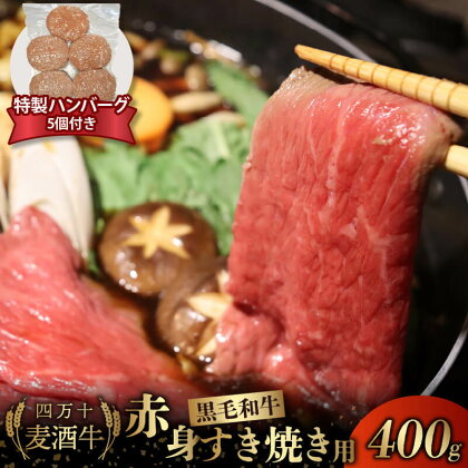 牛肉 すき焼き用 赤身 スライス 400g ハンバーグ 合い挽き 150g × 5個 セット 冷凍 四万十麦酒牛