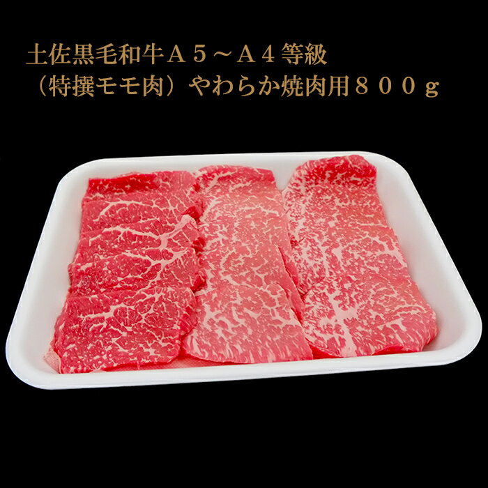 土佐黒毛和牛A5〜A4等級 ( 特撰モモ肉 ) やわらか焼肉用 800g 牛肉 焼肉 高知県 須崎市