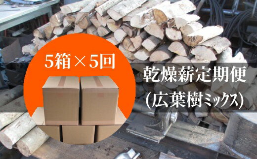 【ふるさと納税】【定期便】乾燥薪5箱×5回（1箱18kg～20kg）キャンプ アウトドア 災害備蓄 防災 暖炉 薪ストーブ【J00053】