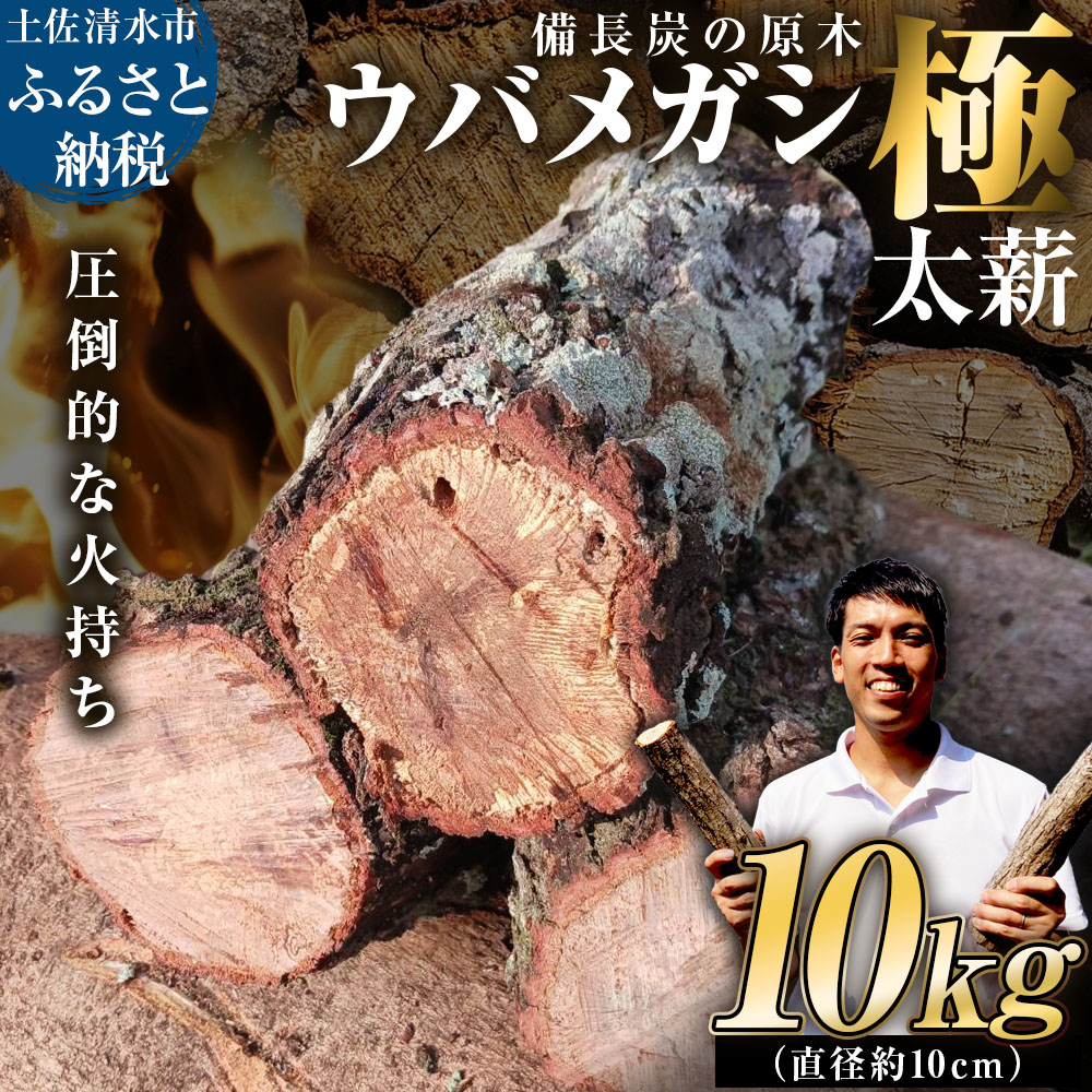 ウバメガシ極太薪 10kg 直径約10cm 最低4本保証 うばめがし まき 焚き火 たきび キャンプ 薪ストーブ 暖炉 囲炉裏 アウトドア バーベキュー BBQ 災害備蓄 防災グッズ 広葉樹 木材 燃料 国産 高知 土佐清水 故郷納税 ふるさとのうぜい 返礼品[R01658]