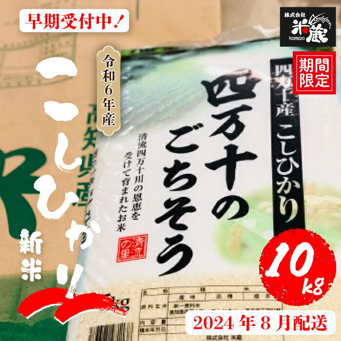 【ふるさと納税】R5-105-8．【令和6年産新米・早期受付・期間限定】四万十産 こしひかり 10kg 返礼品 新米 ふっくら 令和6年 2024年 国産 予約 先行 限定 精米 コシヒカリ ごはん 白米 お米 おこめ コメ ライス 高知 四万十 しまんと 産地直送 送料無料 【2024年8月配送分】