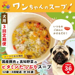 【ふるさと納税】23-430．3回 定期便 いつものごはんにかけるだけ！国産豚肉と高知野菜のビタミンたっぷりスープ 12袋×3回配送 合計36袋 冷凍 無添加 ペットフード 犬 ドッグ 犬用 スープ 栄養 健康 おいしい 水分補給 高知 土佐 四万十 しまんと お取り寄せ 送料無料