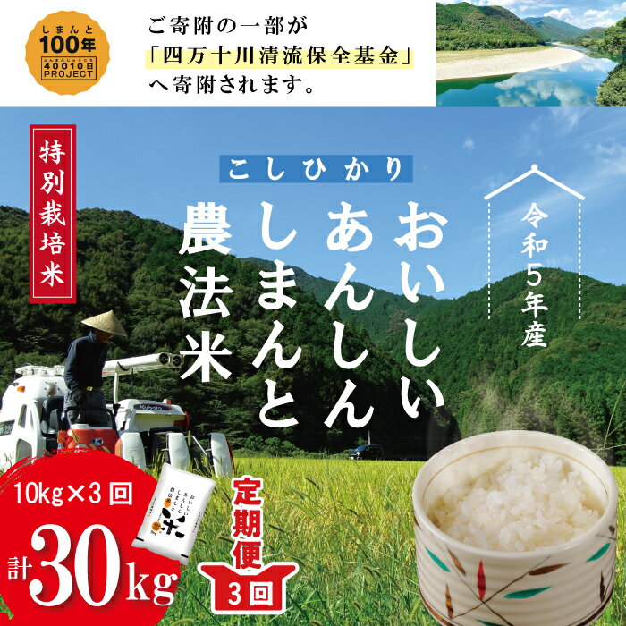 16位! 口コミ数「0件」評価「0」23-1002．【令和5年産・3回定期便】おいしい・あんしん・しまんとのお米　しまんと農法米（コシヒカリ）10kg×3回（計30kg） 定期･･･ 