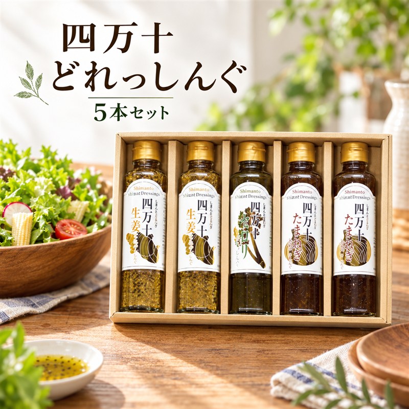 四万十どれっしんぐ 5本 入り セット おいしい 食卓 調味料 ドレッシング ソース サラダ 野菜 やさい まとめ買い グルメ お取り寄せ 母の日 父の日 敬老の日 贈り物 プレゼント ギフト 高知 高知県 四万十 四万十市 しまんと 26-100