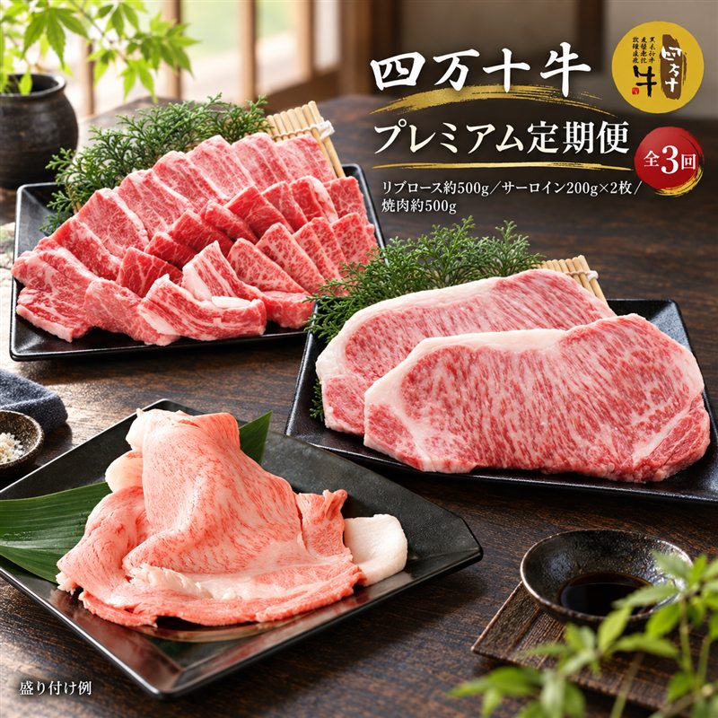 26-982．【3回定期便】幻の四万十牛 四万十産黒毛和牛を堪能 プレミアム定期便 お取り寄せ 送料無料 リブロース サーロイン 焼肉 盛り合わせ