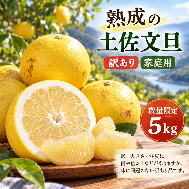 【訳あり・数量限定】熟成の土佐文旦5kg 家庭用 訳あり 訳アリ わけあり 大人気 リピーター 予約 旬 文旦 ぶんたん ブンタン フルーツ 果物 柑橘 四万十市 四万十 しまんと 高知 農家直送 お取り寄せ 送料無料【2026年3月上旬～無くなり次第終了】25-553