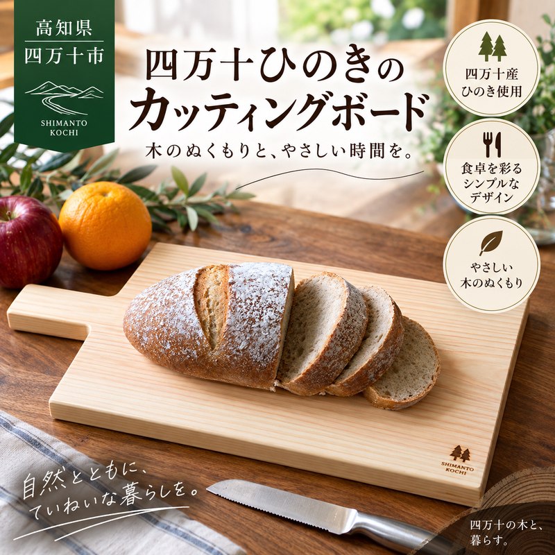 26-032．四万十ひのきのカッティングボード(一枚板、まな板)
