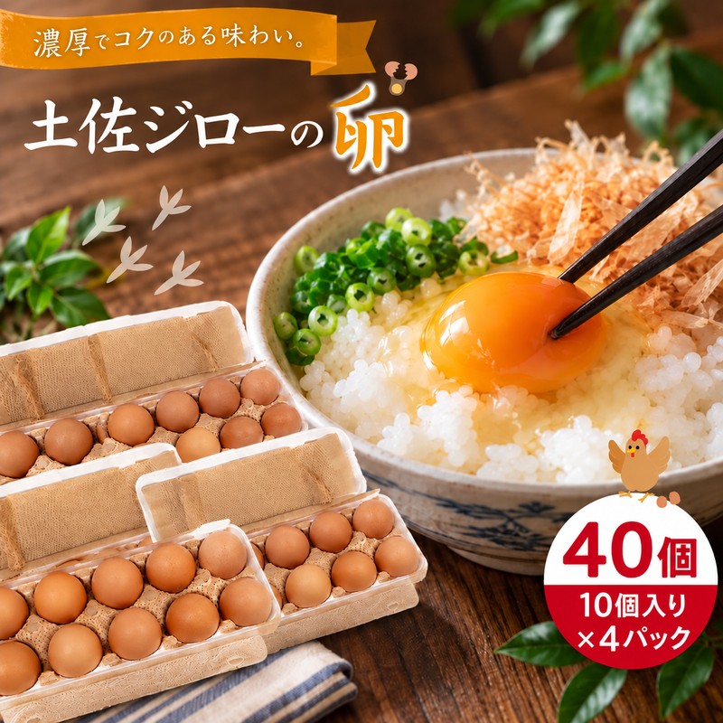 濃厚でコクのある味わい！のびのび育った土佐ジローの自然卵40個（10個入り×4パック）卵 玉子 たまご 鶏卵 土佐ジローの卵 土佐ジロー 自然卵 新鮮 旨味 濃厚 コク おいしい 自慢 こだわり卵 高知 高知県 四万十市 産地直送 送料無料 26-1011