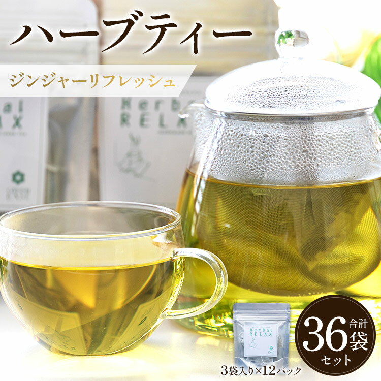 ハーブティー(ジンジャーリフレッシュ)合計36袋セット(3袋入り×12パック) - お茶 飲み物 飲料 ティーバッグ 茶葉 ティータイム 生姜 しょうが ローズマリー はーぶ リラックス ギフト 母の日 お礼 御礼 感謝 GREEN BASE 高知県 香南市[常温]gr-0077