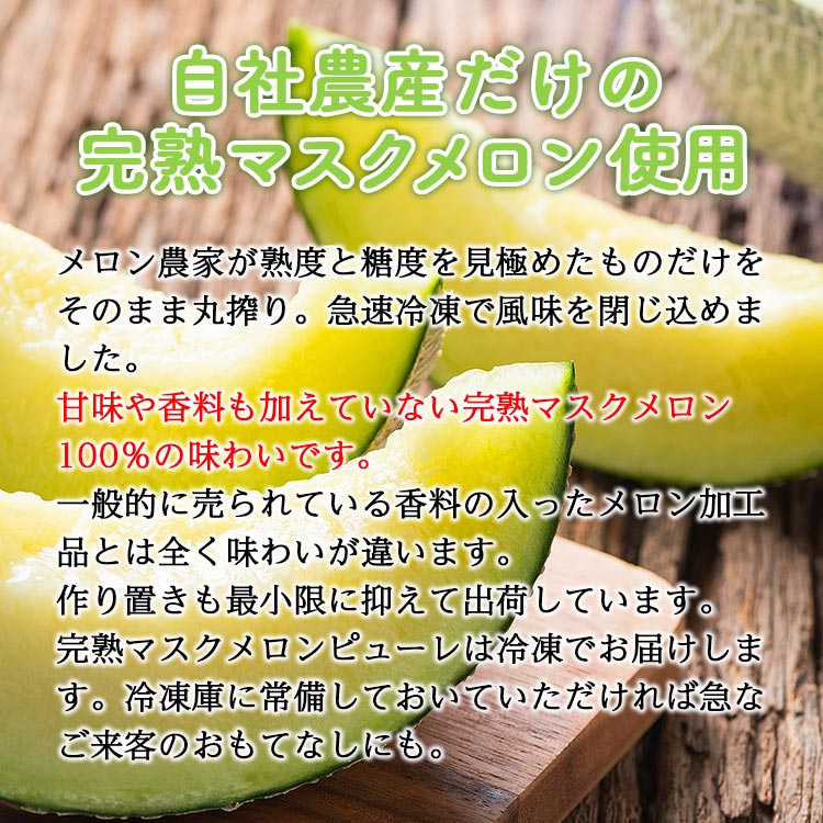 【ふるさと納税】完熟マスクメロンピューレ 120g×6袋 - 送料無料 果物 くだもの フルーツ めろん 果実 果汁 100％ 丸々 まるごと 丸絞り 丸搾り ストレート ジュース アイス シャーベット デザート スイーツ 高知県 香南市【冷凍】tn-0007