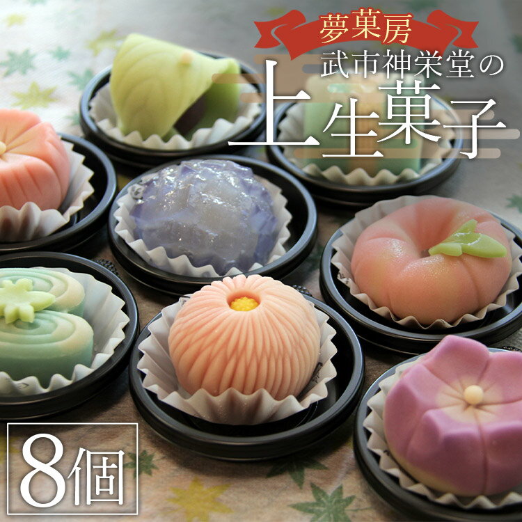 【ふるさと納税】上生菓子 和菓子 8個入り - 送料無料 ギフト お祝い のし 熨斗 武市神栄堂 お菓子 おやつ 家族団らん お茶の時間 お中元 プレゼント 贈り物 ご当地 お取り寄せ 詰め合せ 和ス…