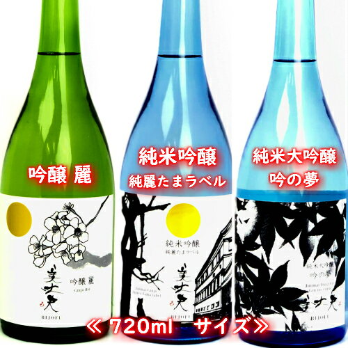 【ふるさと納税】★四国一小さなまちの地酒★　美丈夫(びじょうふ)　吟醸 麗・純米吟醸 純麗たまラベル・純米大吟醸 吟の夢　720ml　飲み比べ3本セットC！　酒 お酒 地酒 日本酒 美丈夫 びじょうふ 濱川商店 720 米 飲み比べ セット 高知県 田野町 送料無料