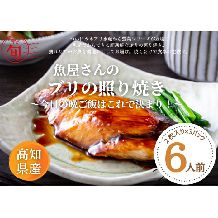 【ふるさと納税】 ≪カネアリ水産≫ 今日の晩御飯～魚屋が作るブリの照り焼き～　2枚×3パック　　高知 ...