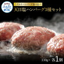【ふるさと納税】食べ比べ!天日塩ハンバーグ3種セット各1個(110g×3種) 合計3個 ハンバーグ 黒毛和牛 美鮮豚 天然塩 天日塩 デミグラスソース 和風ソー...