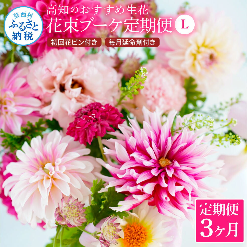 27位! 口コミ数「0件」評価「0」 《3ヵ月定期便》生花花束 ブーケ 初回花瓶付L 定期便 定期コース 全3回 初回花瓶付き 延命剤付き 花びん 生花 花束 ブーケ 花 お花･･･ 