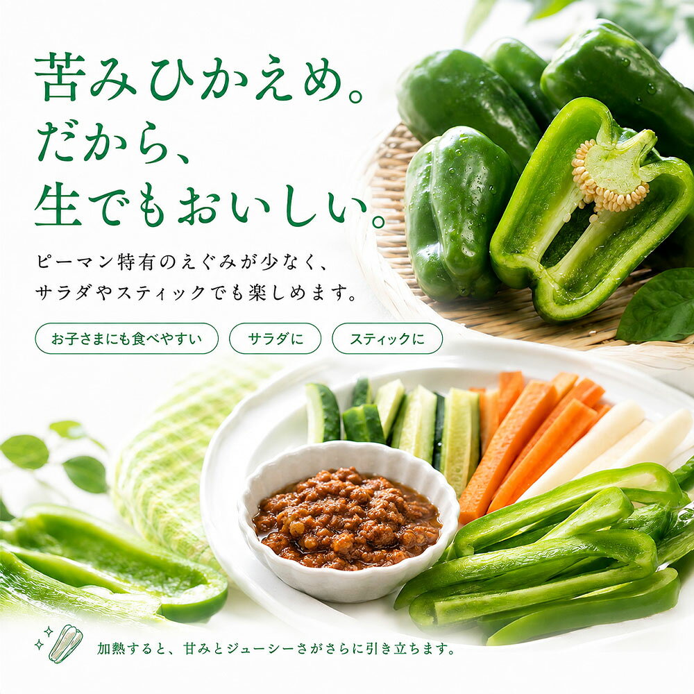 【ふるさと納税】ピーマン 1～3kg P.SUKE（ピースケ）野菜 新鮮 みずみずしい 肉厚 料理 サラダ スティック野菜 野菜炒め 肉詰め 青椒肉絲 高知県 芸西村 ふるさとのうぜい 故郷納税 f393070-geisei-10002070 高知県芸西村 サンプル画像2
