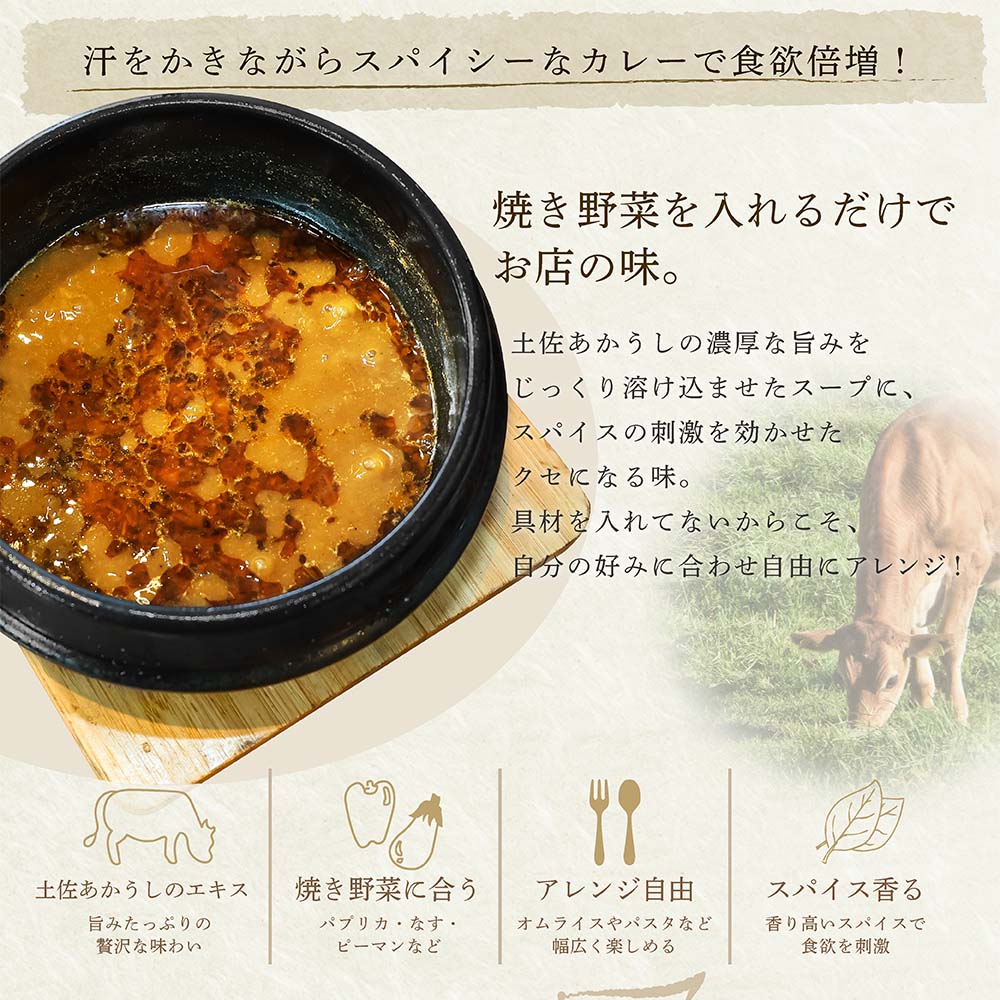 【ふるさと納税】 【数量が選べる】土佐赤牛 牛骨スープカレー 1～20セット お試し スープカレー カレー レトルト 1000円 5000 10000 20000 あかうし 惣菜 スープ 食品 ご当地カレー 時短 即席 備蓄 防災 便利 簡単調理 簡易包装 高知県 常温 おいしい スパイス 保存食 f393070-geisei-10002066 高知県芸西村 サンプル画像2